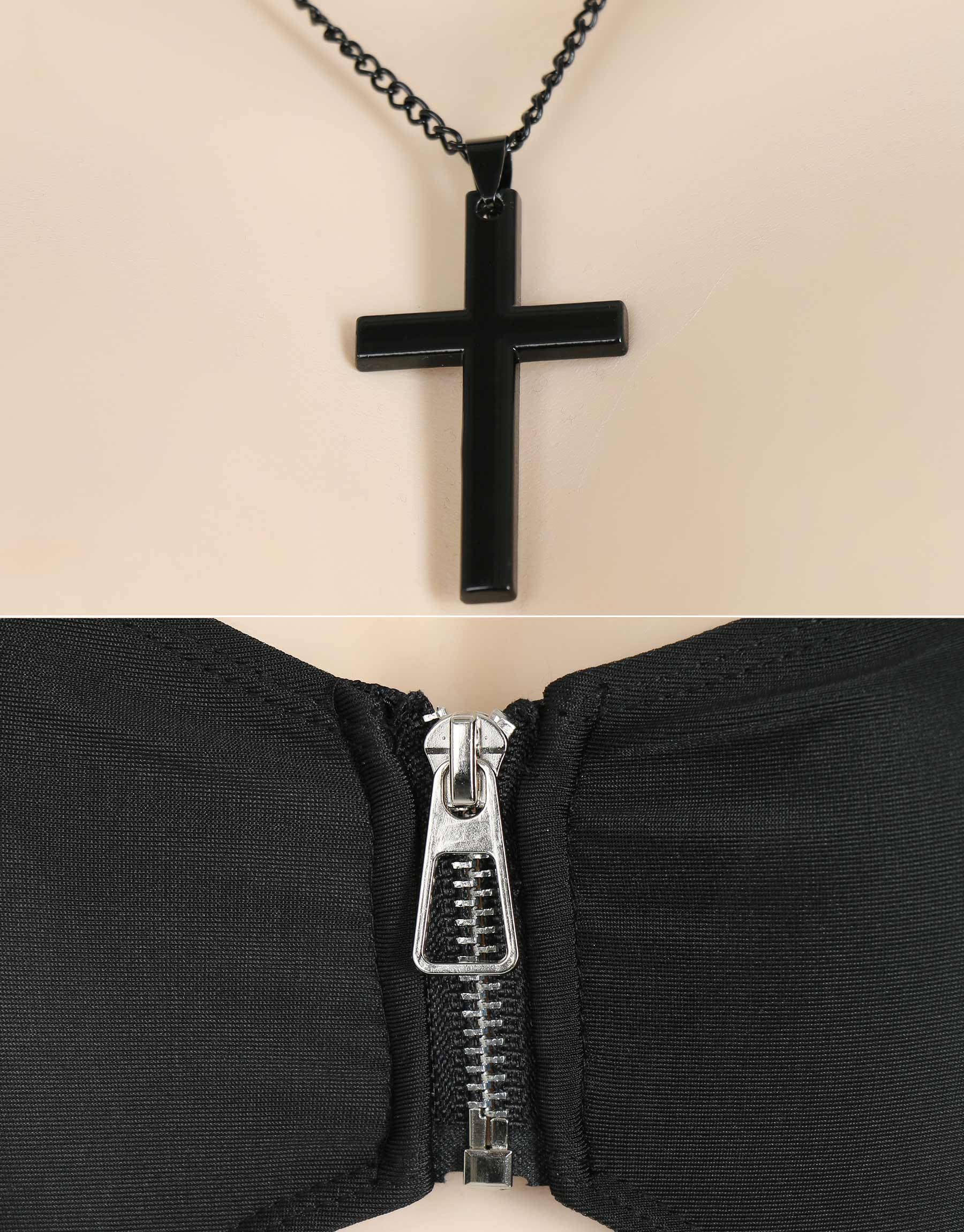 MEOWCOS Women's One Piece Swimsuits Gothic Swimsuit Chest Zipper Cutout Bathing One-Piece Swimwear