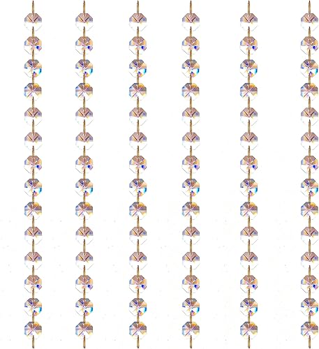 Cuentas de cristal de 6 pies, guirnalda de cadena de cuentas de cristal colgantes, cortina de puerta, candelabro, decoración de fiesta de boda (rosa)