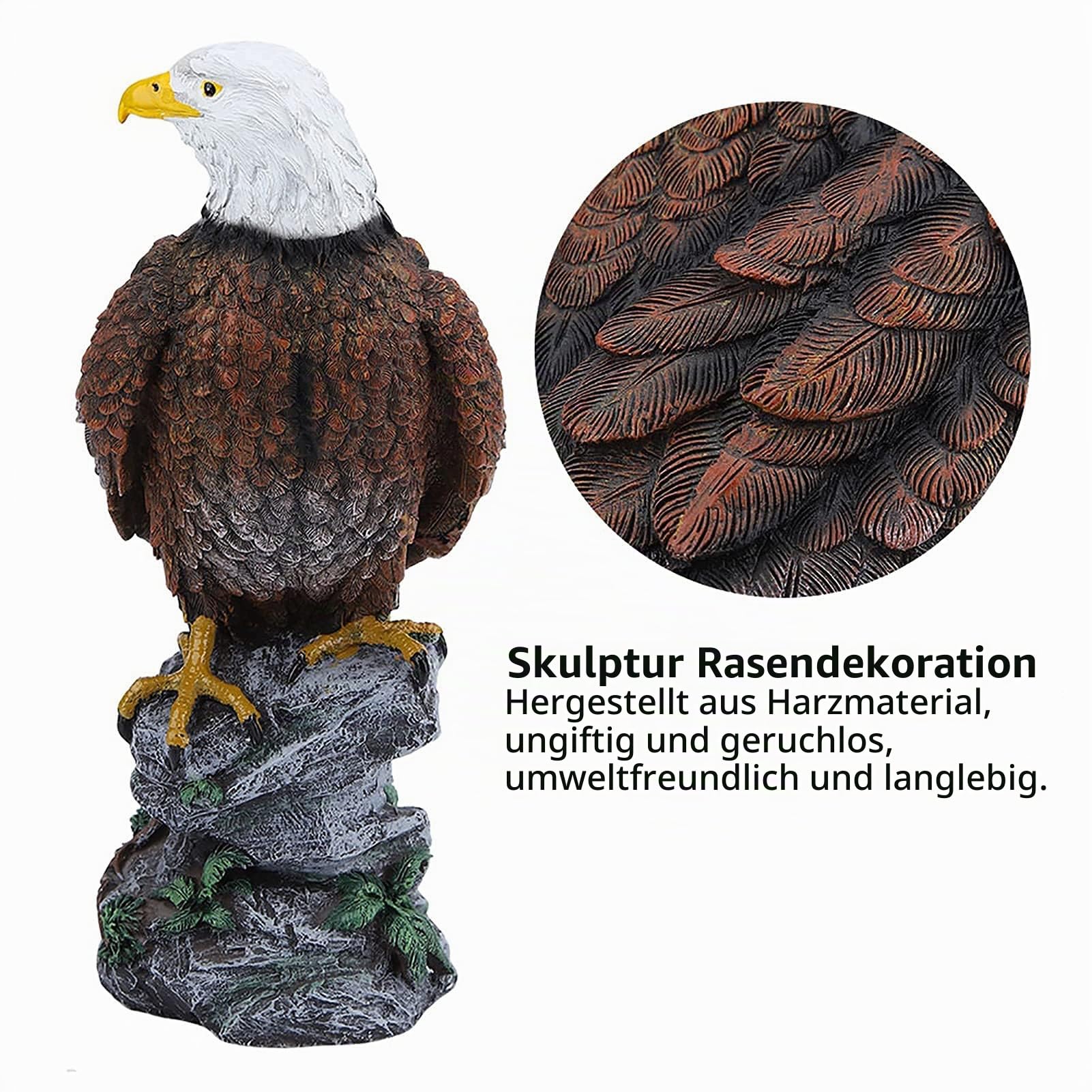 Ejoyous Gartenadler Gartenstatuen, Vogelabwehr Taubenschreck Adler Figur Garten Deko Skulptur aus Kunstharz Greifvogel-Skulptur f¨¹r Garten Balkon Terrasse Hausgarten Dekoration