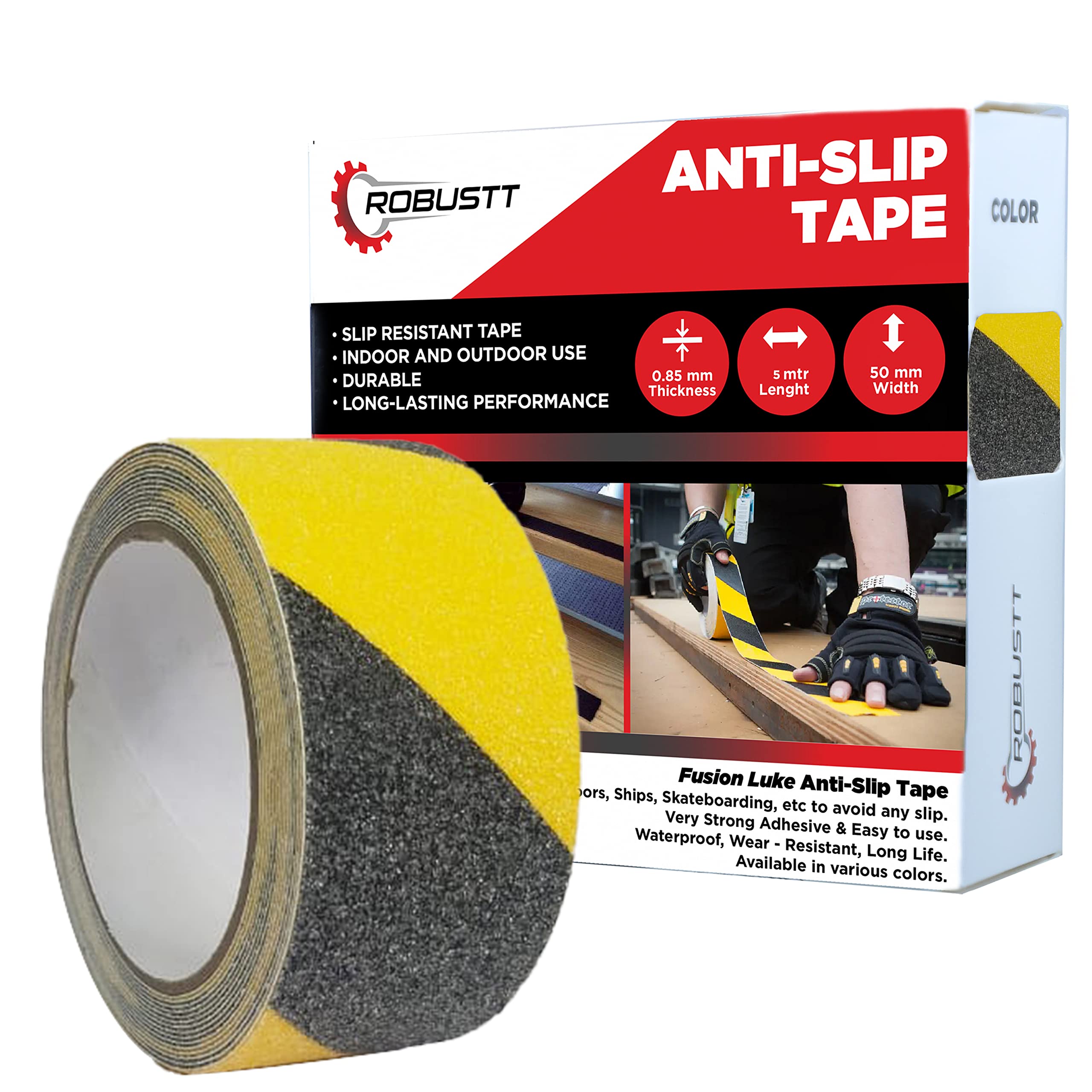 Robustt Anti Skid/AntiSlip 5mtr(guaranteed) X100mm (Pack of 2) Mulitcolor Fall Resistant with PET Material and Solvent Acrylic Adhesive Tape for Slippery Floors, Staircase, Ramps, Indoor, Outdoor Use (B0D81744R1) Amazon Price History, Amazon Price Tracker