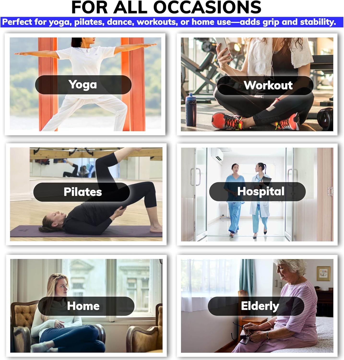 RKINC Pilates Socks for Women, Yoga Socks Non Slip Grip Socks ideal for Yoga, Pure Barre, Ballet, Dance, Hospital, Workout - Image 6