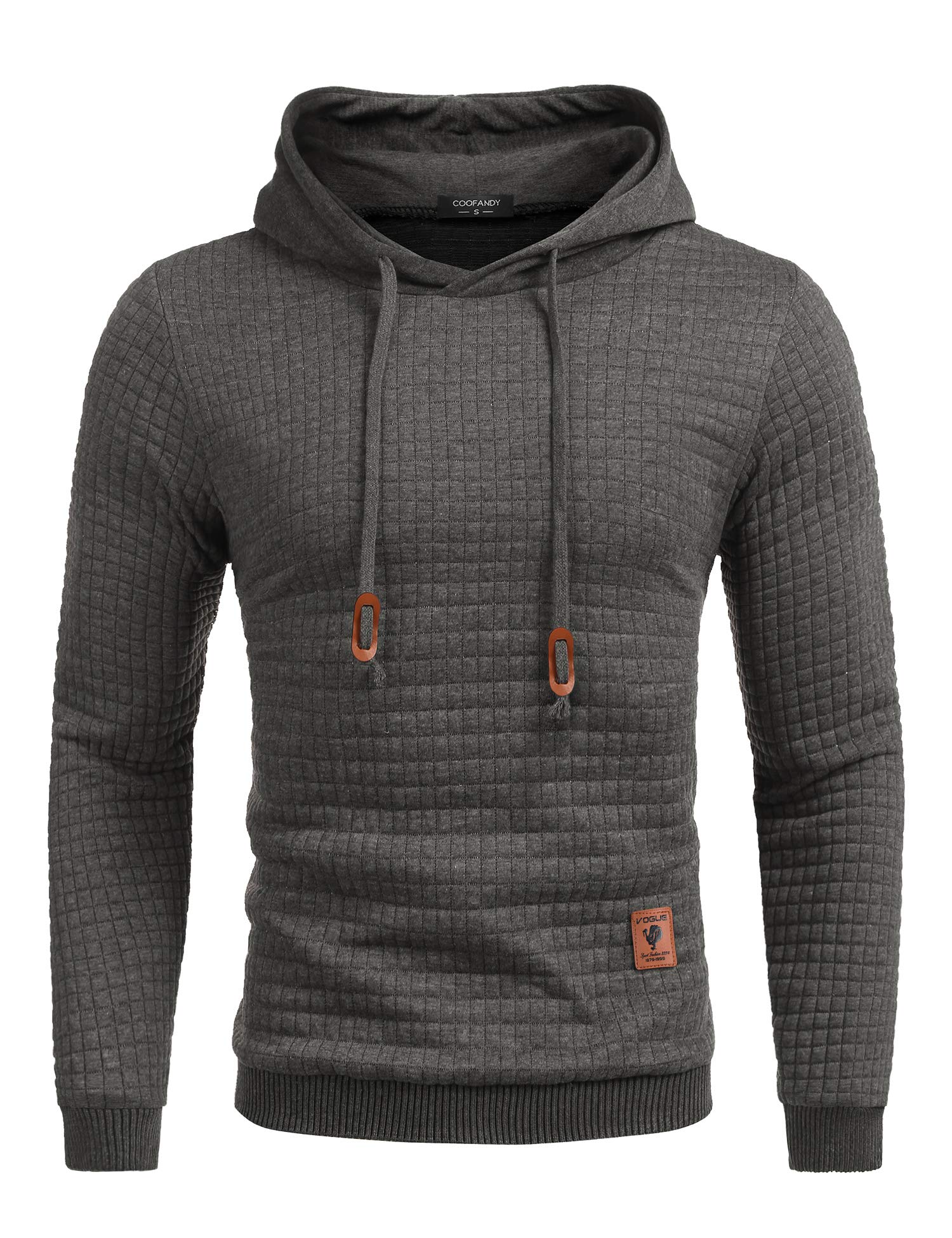 COOFANDY Felpa con Cappuccio da Uomo a Maniche Lunghe da Lavoro Pullover Jacquard a Quadri con Cappuccio