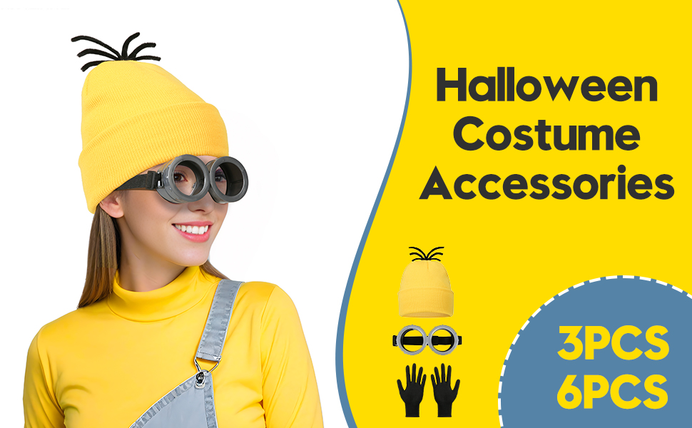 Conjunto De Disfraz De Halloween 3 Piezas Gafas Steampunk Amarillo Y Conjunto De Disfraz De Halloween 3 Piezas Gafas Steampunk Amarillo Y