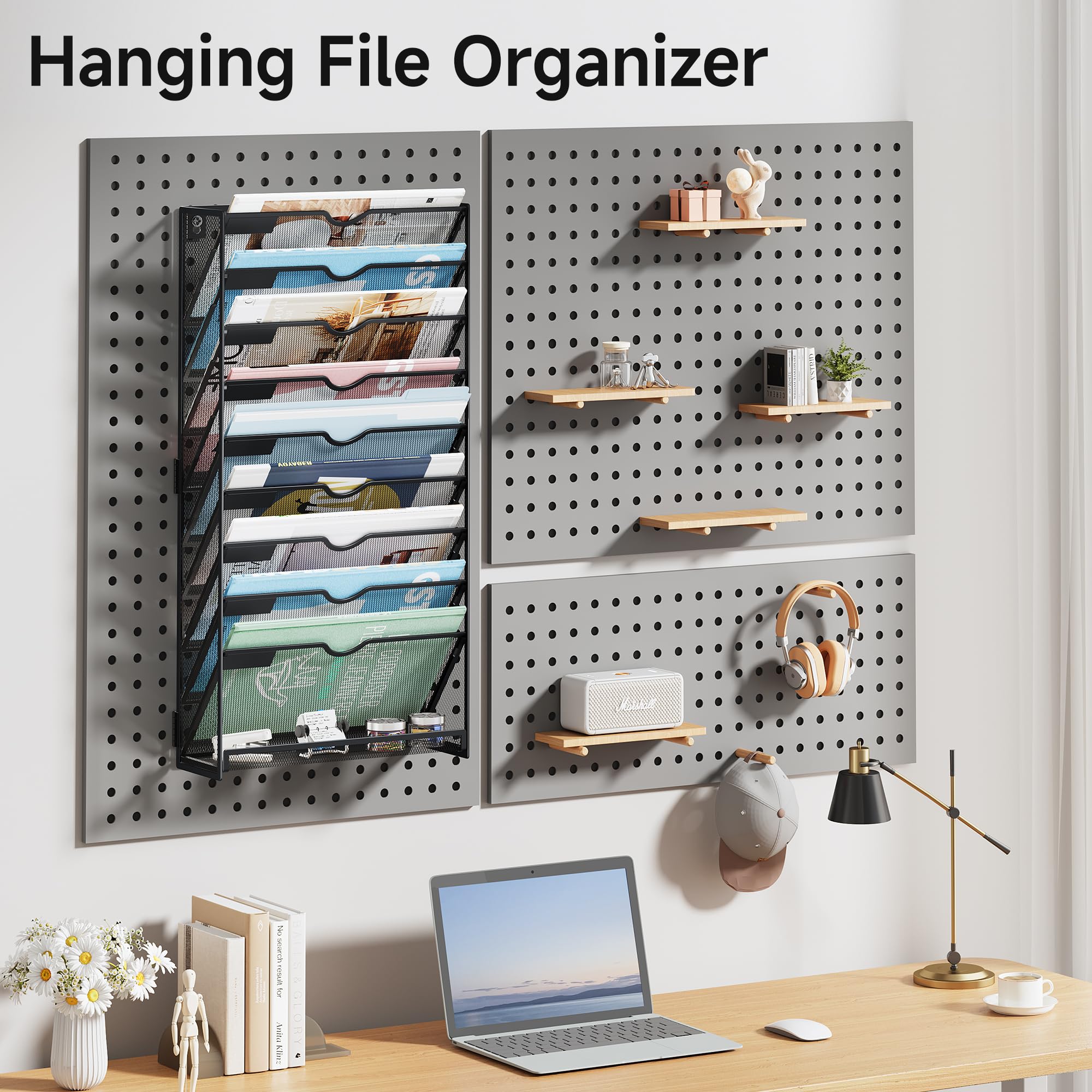 Dapper Styles 6 Tier Hanging File Organizer Wall Mount Holder For Mails Folders Papers Magazine Organization Vertical Doc 6 Tier Assembled Hanging Organizer White - View #11