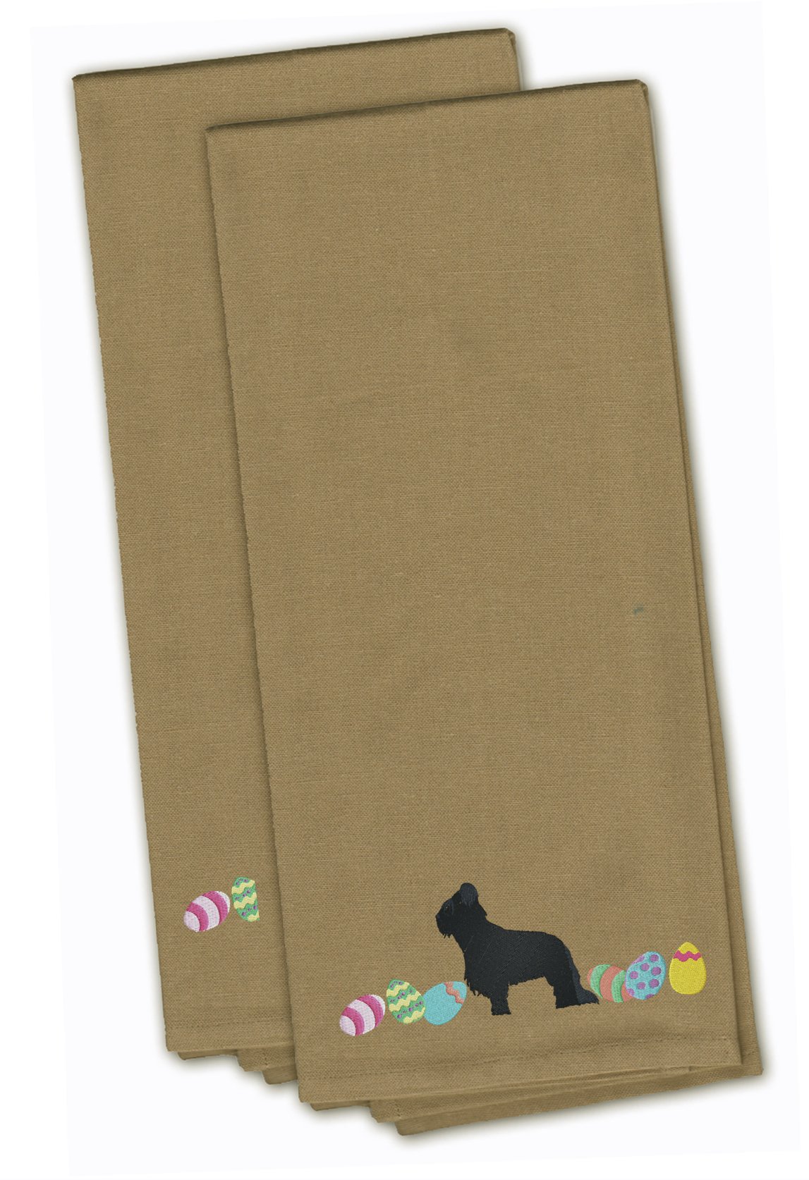Caroline's Treasures CK1616TNTWE Briard Easter Tan Lot de 2 torchons de Cuisine brodés