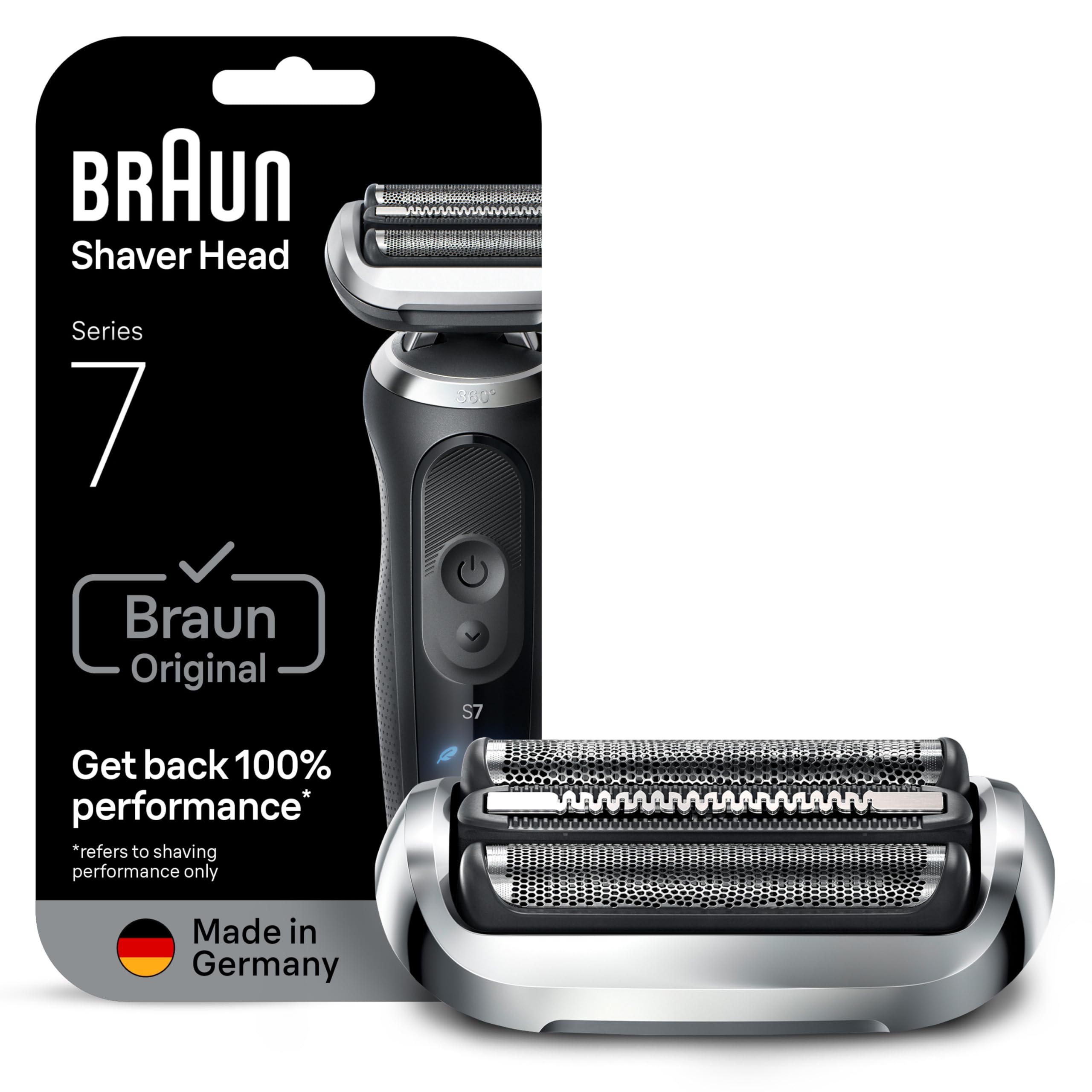 Braun Series 7 Elektrorasierer Scherkopf 74S – ORIGINAL Ersatzscherteil & Rasierer Zubehör vom Hersteller – Made in Germany, Kompatibel mit S-7 Rasierern – 70, 71 und 72 – Silber