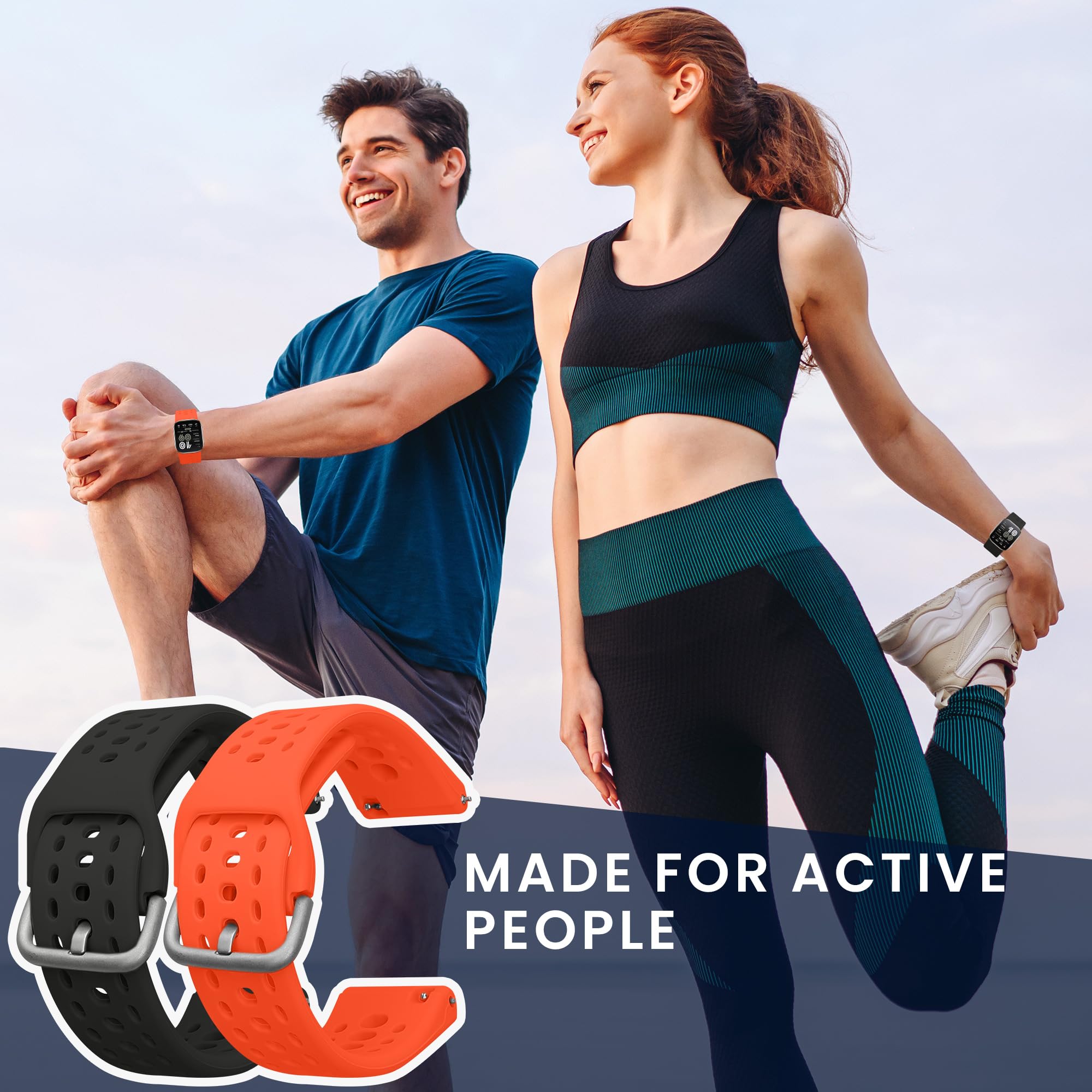 kwmobile Pasek kompatybilny z zegarkiem Amazfit Bip 6, 2 x zapasowy silikonowy pasek do zegarka, Amazfit Bip 6, Silikon TPU Silikon