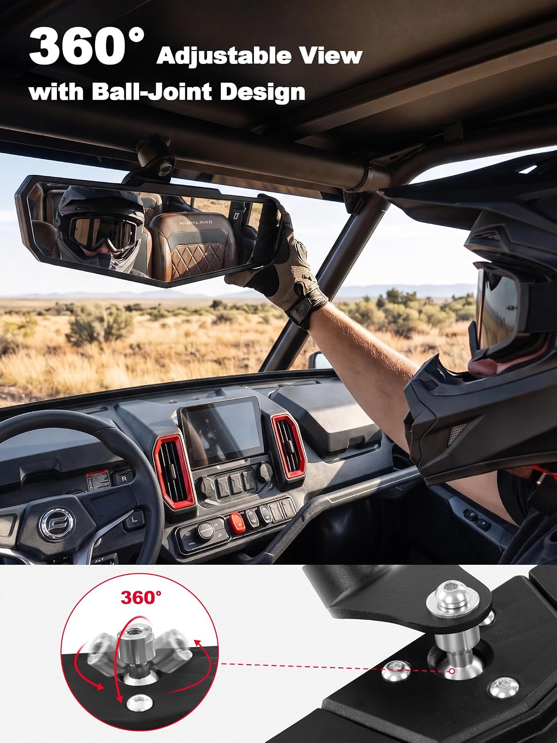 ZIDIYORUO UTV Rearview Mirror for CFMOTO UFORCE U10 Pro/Pro XL 2025-2026