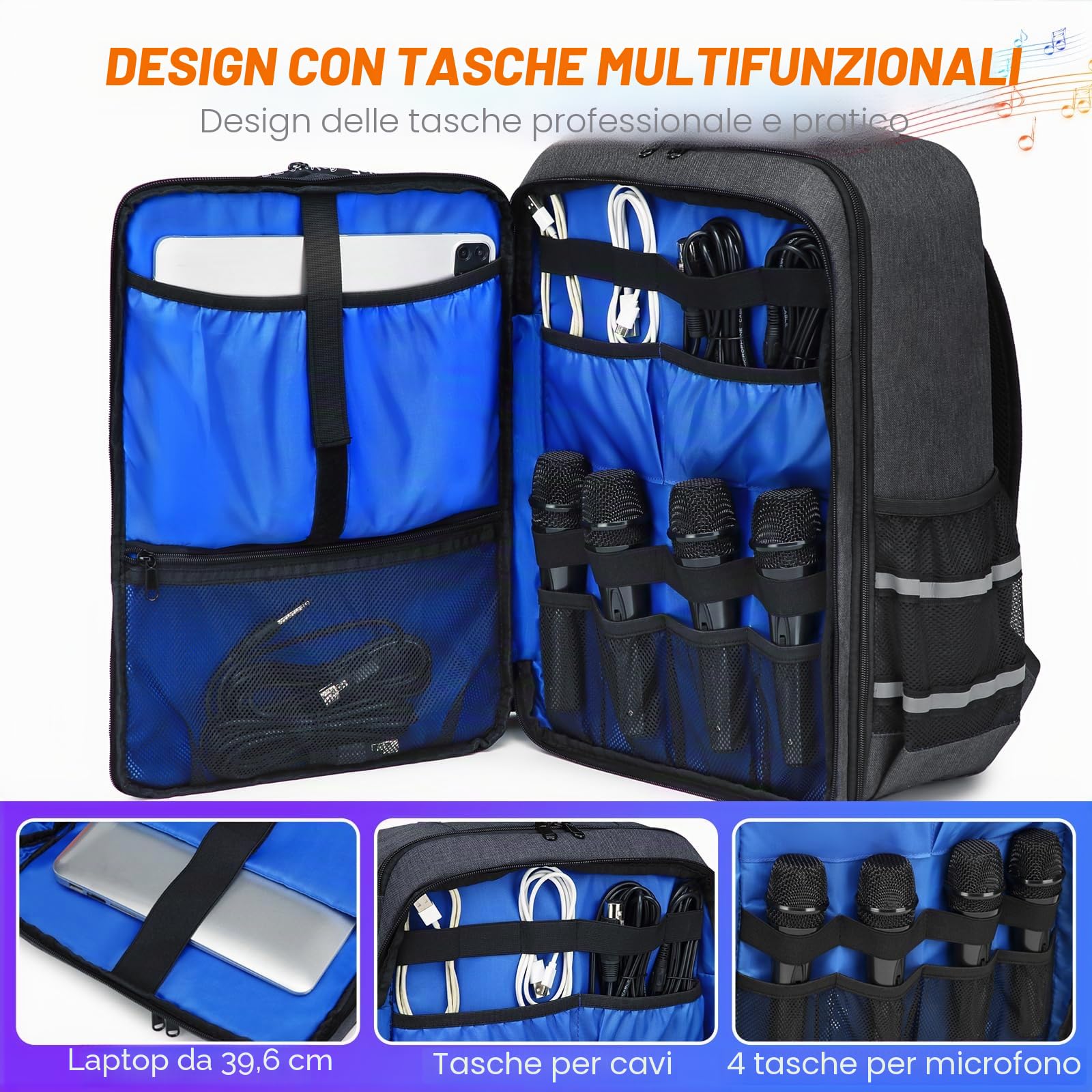 RUCYEN Custodia da viaggio per mixer audio, zaino per mixer DJ compatibile con RODECaster Pro, RODECaster Pro II, RC Duo, custodia per podcast per microfoni e altre attrezzature per podcast