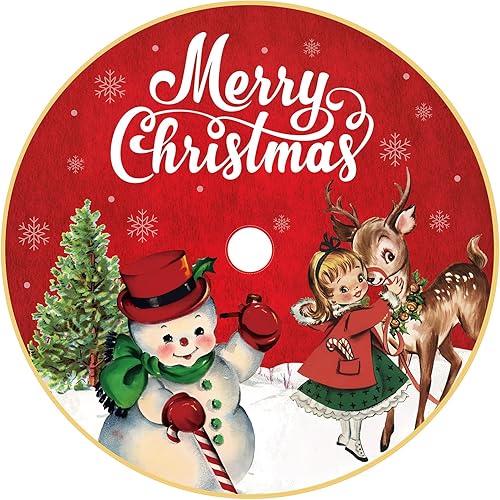 Falda de árbol de Navidad vintage, alfombra rústica para árbol de Navidad, falda de árbol de Halloween, muñeco de nieve de 48 pulgadas con bufanda, disponible en Yaxa Peru