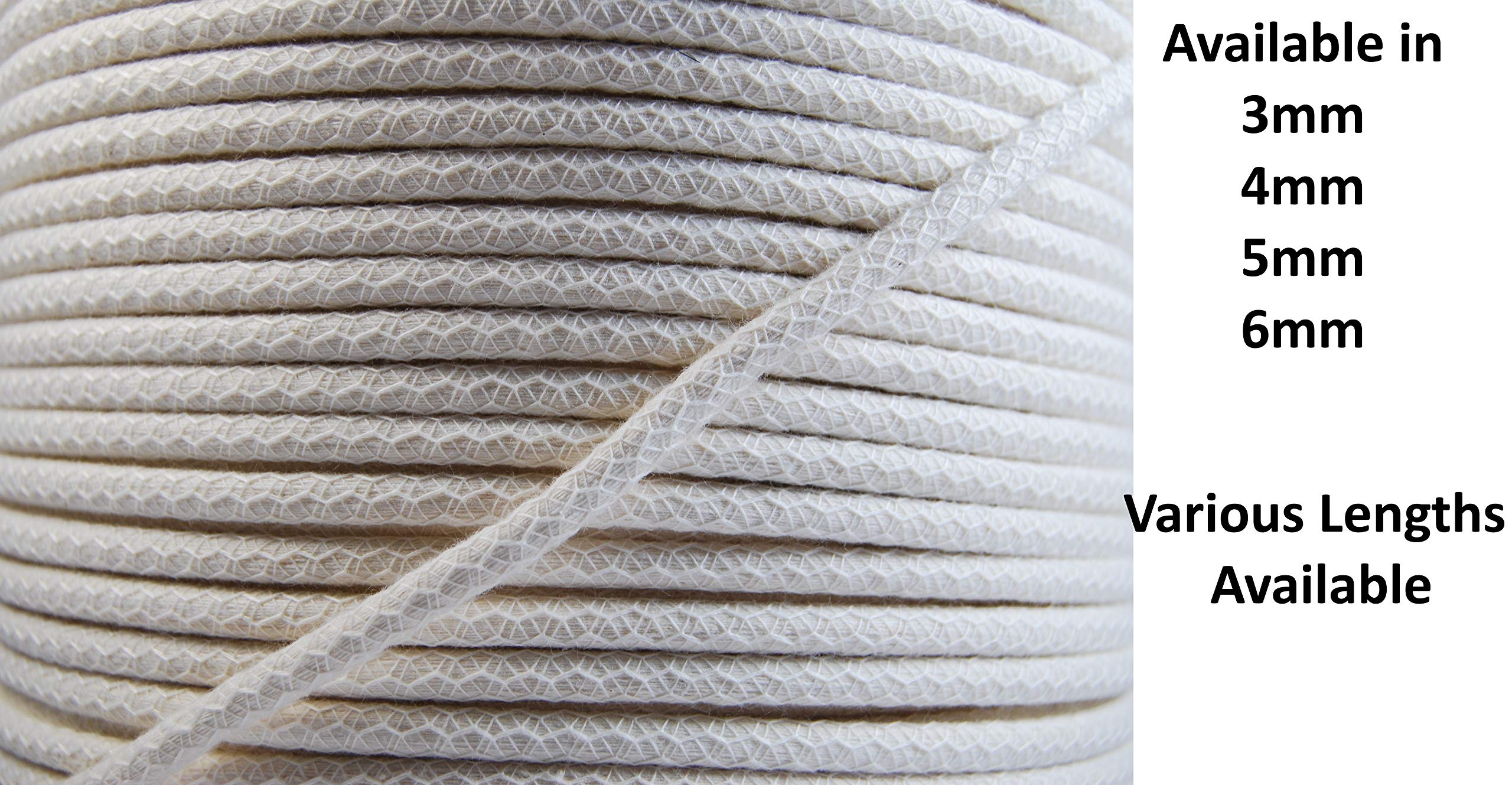 celloexpress Cotton Piping Cord - Natural - Netted, Pre-Shrunk - for Upholstery Soft furnishings, Dressmaking (5mm White, 5m - 500cm) - Image 2