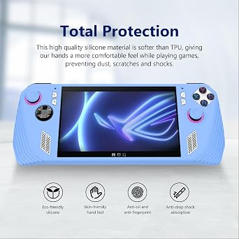 GIOPUEY Case for ASUS ROG Ally, Silicone Flexible Material Ultra-thin Cover, Anti-Fingerprint Slim Fit Case Cover [Slip-Resistant] - blue