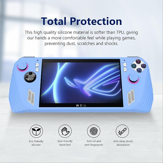GIOPUEY Case for ASUS ROG Ally, Silicone Flexible Material Ultra-thin Cover, Anti-Fingerprint Slim Fit Case Cover [Slip-Resistant] - blue