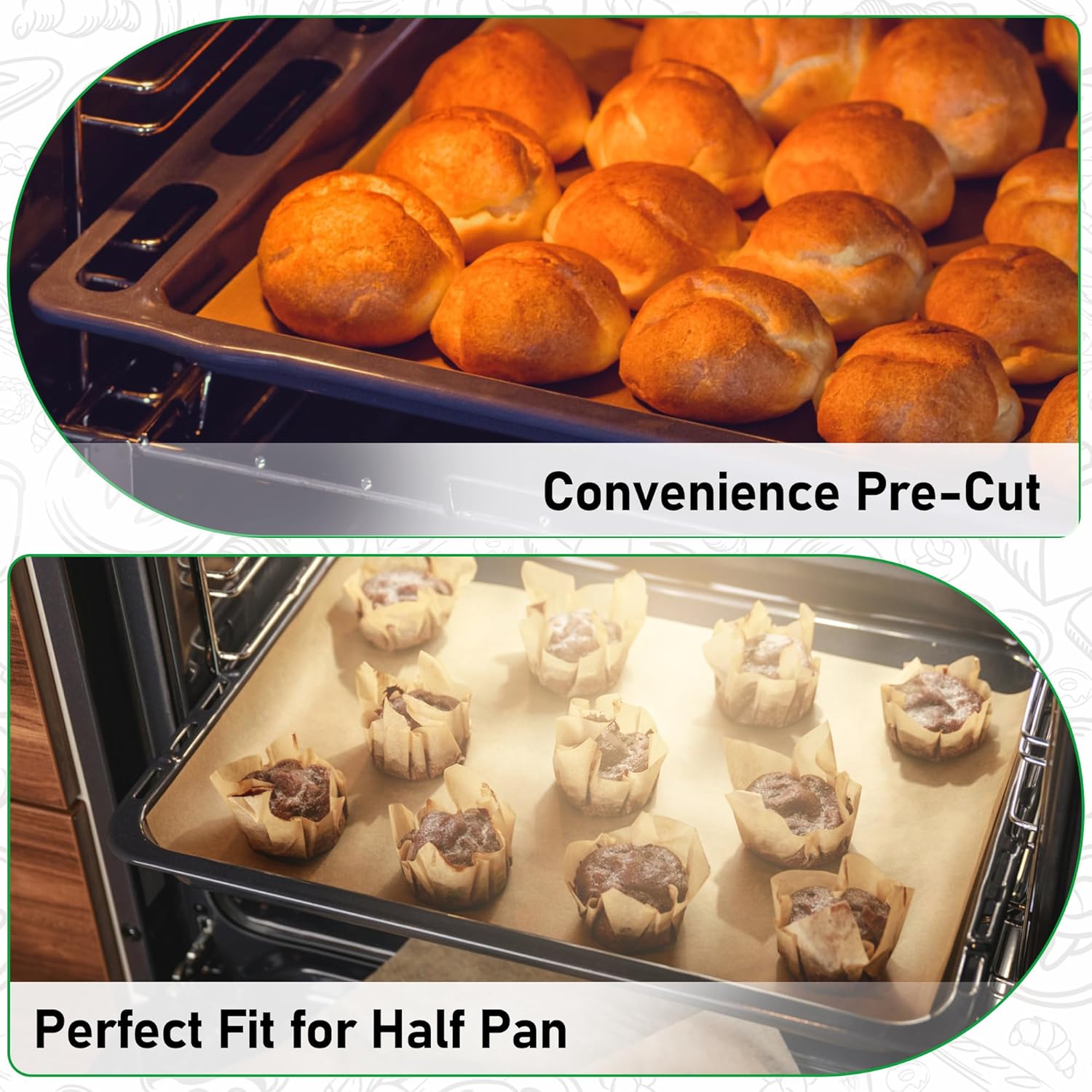 EcoDispose 500枚 12-3/16インチ x 16-3/8インチ ノンスティックカット済みパーチメント紙 ベーキングシー