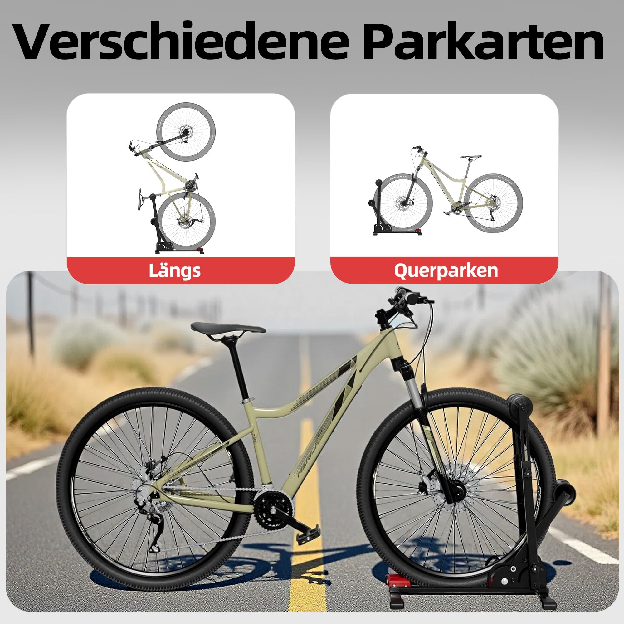 Urban Deco Verstellbarer Fahrradständer, Fahrradständer Boden, Fahrradständer Rennrad,geeignet für Rennräder & Mountainbikes, verstauen