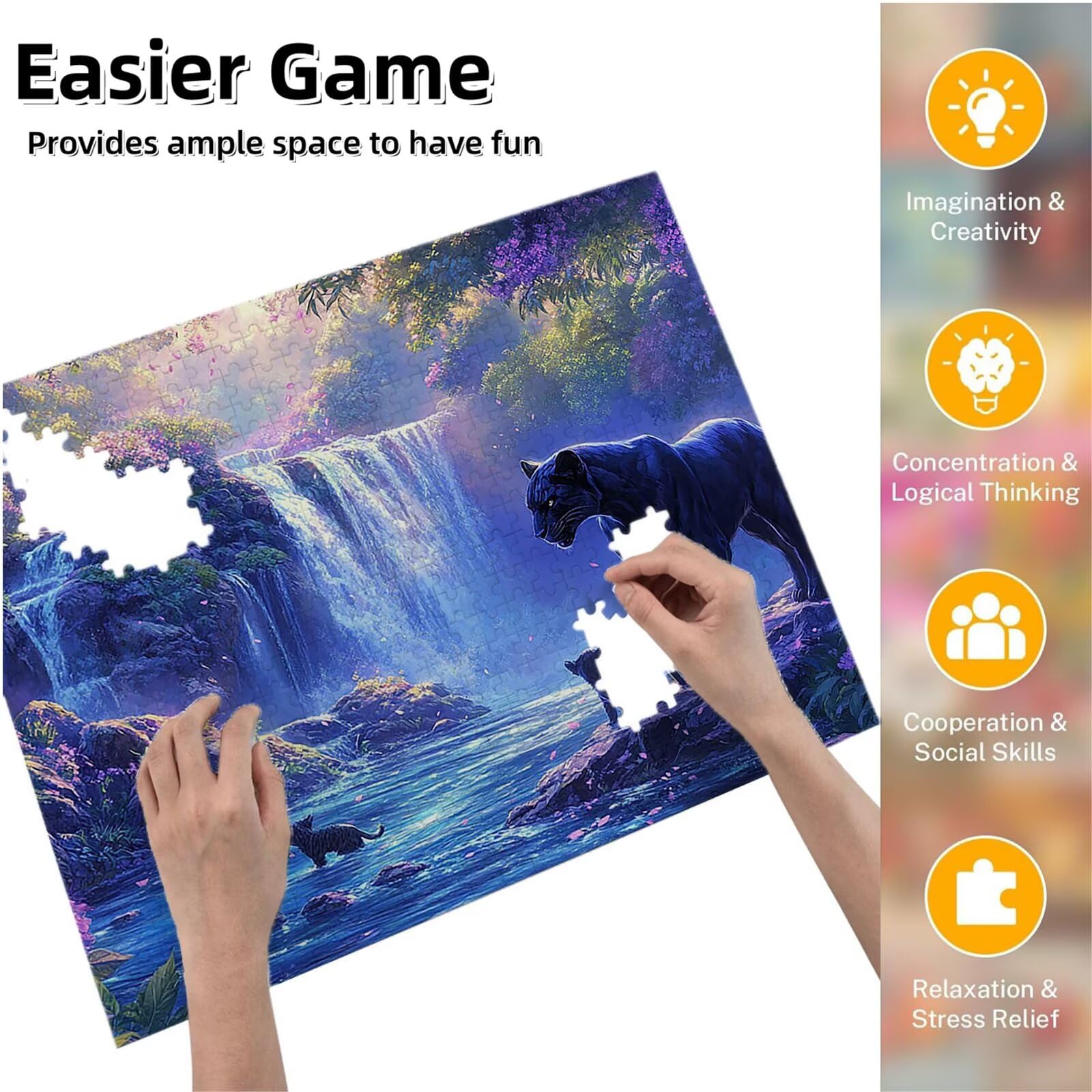 Puzzle dla dorosłych, 5000 sztuk, trudne drewniane puzzle, gra, gra logiczna, gra ręczna, dekoracja rodzinna, kreatywna rozrywka, prezent 105 x 156 cm lampart wodospad K0F-246