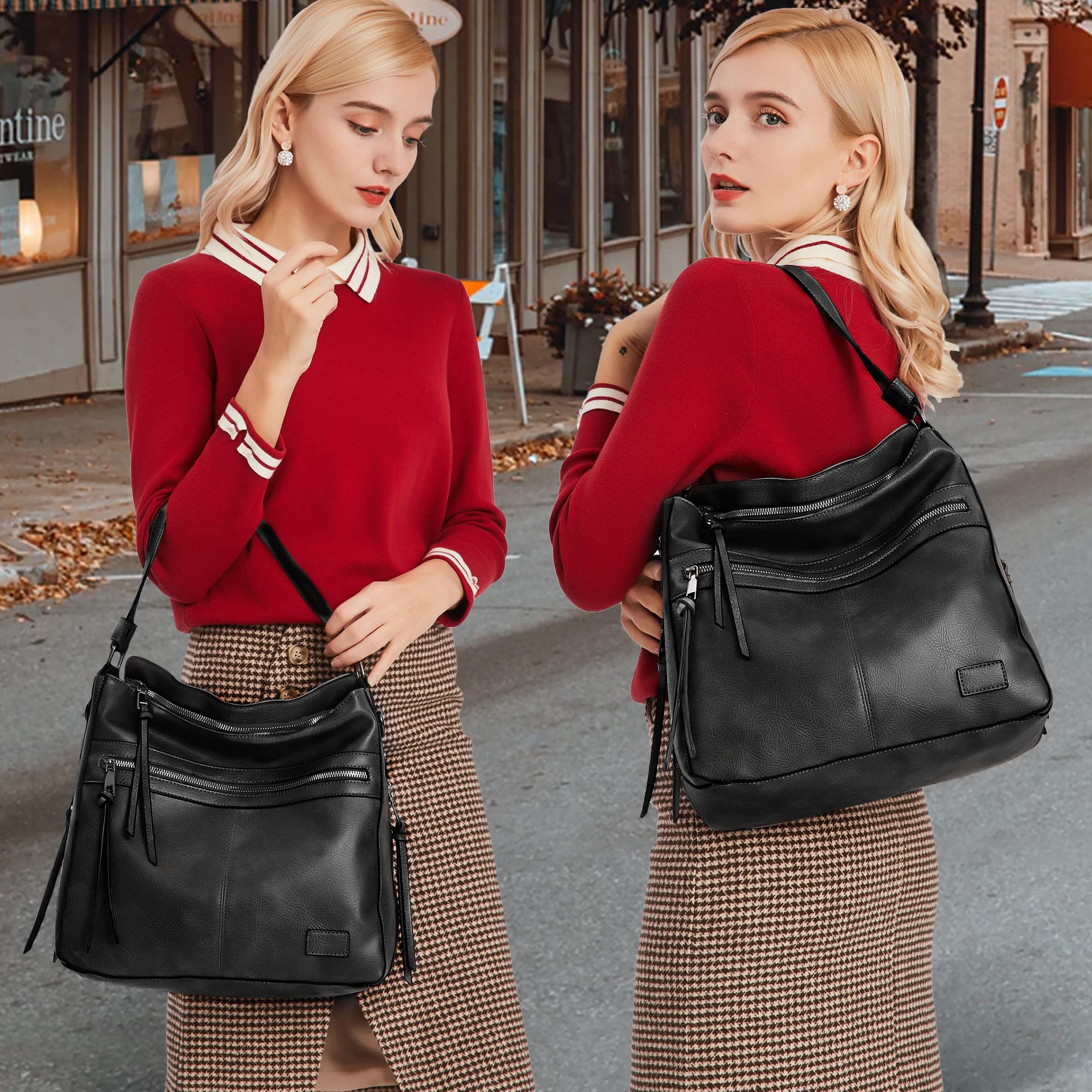 Sac à Main Femme Bandoulière Ensemble 2 Pièces PU Cuir Sac Cabas Fourre Tout élégant Design pour Travail,Voyage,Shopping