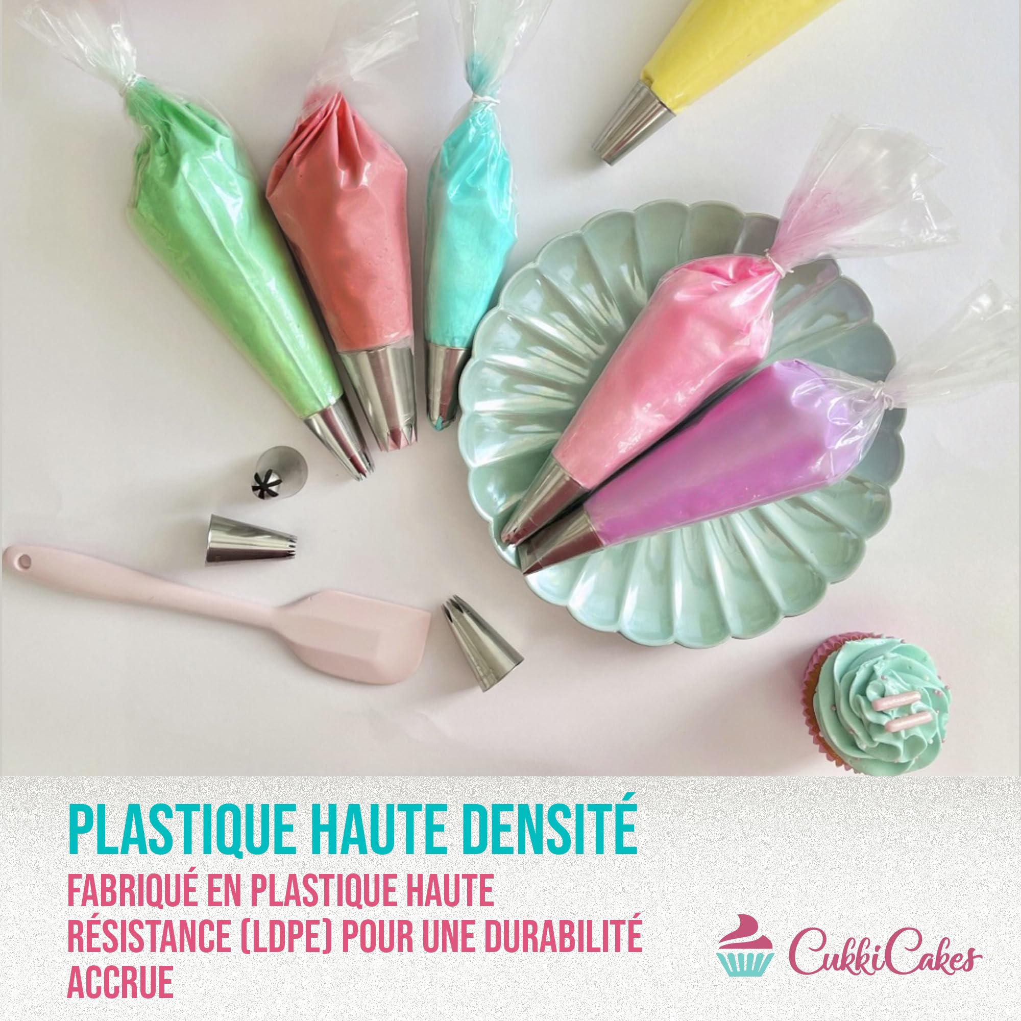 Poches à Douilles Jetables Professionnels 100 pièces 0.08mm Épais Recyclable 30 47 53cm