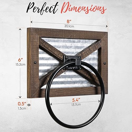 Miniatura 9 de Autumn Alley Anillo de toalla de mano para decoración de casa de campo para baño, soporte rústico para toallas de mano, soporte para anillo, montaje