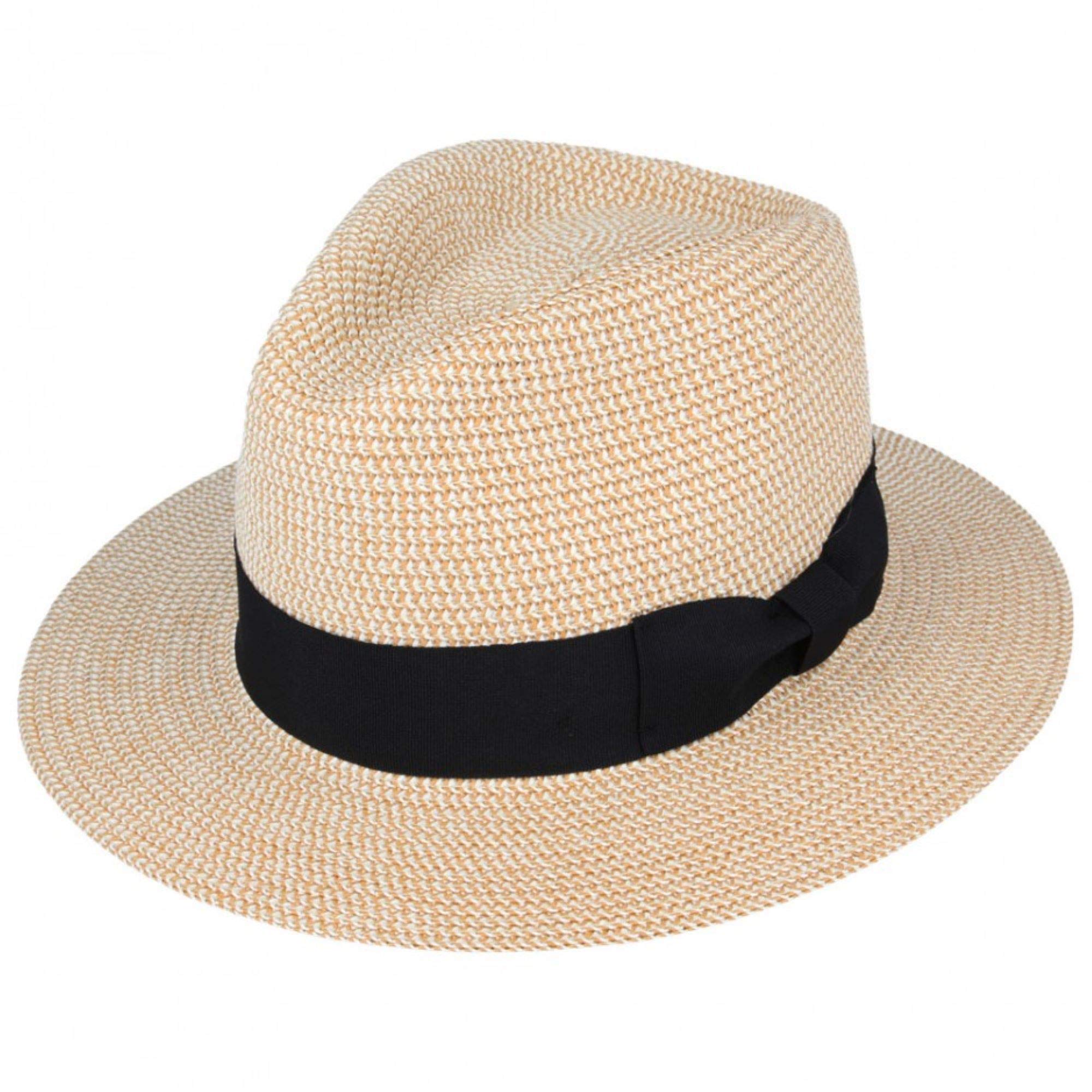 CaseetoUnisex Paper Straw Crushable Foldable Summer Panama Fedora HAT with  Band and Adjustable Sweatband in Colours (Medium, Natural)