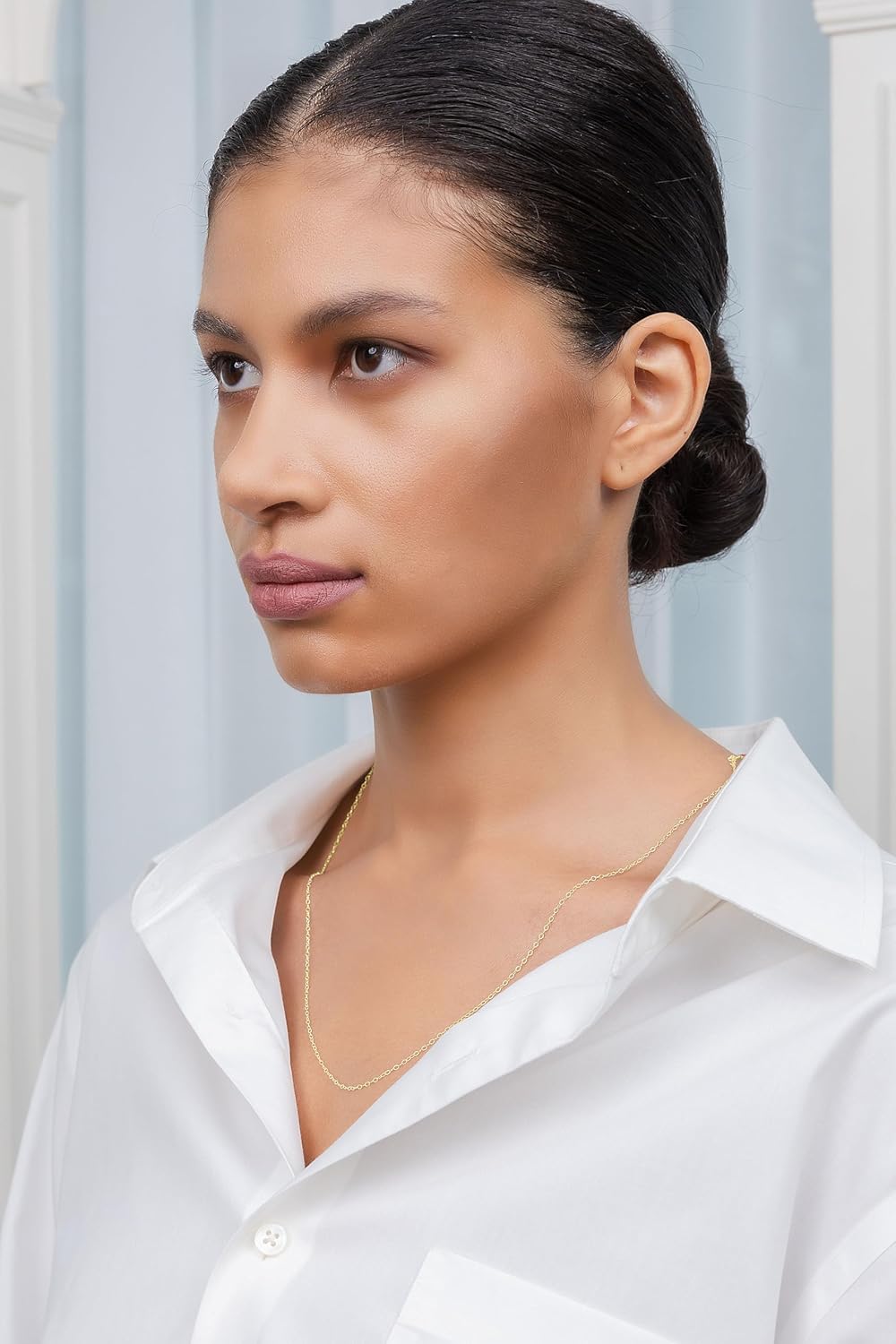 Hoops & Loops 925 Sterling Silver 0.90mm Thin Delicate Cable Chain Necklace for Women Teen Girls Men, 16, 18, 20, 24, or 30-Inch, Silver, Yellow, Rose Gold