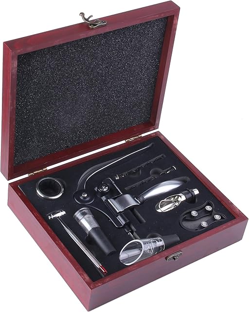 Wine Opener,GWCLEO 9pcs Luxury Rabbit Corkscrews Lever Arm,Wine Accessory Sets with Bottle Openers,Foil Cutters,Aerator,Pourers Stoppers,Thermometers,Drip Rings,Vacuum Pump,Spare Spirals and Gift Box