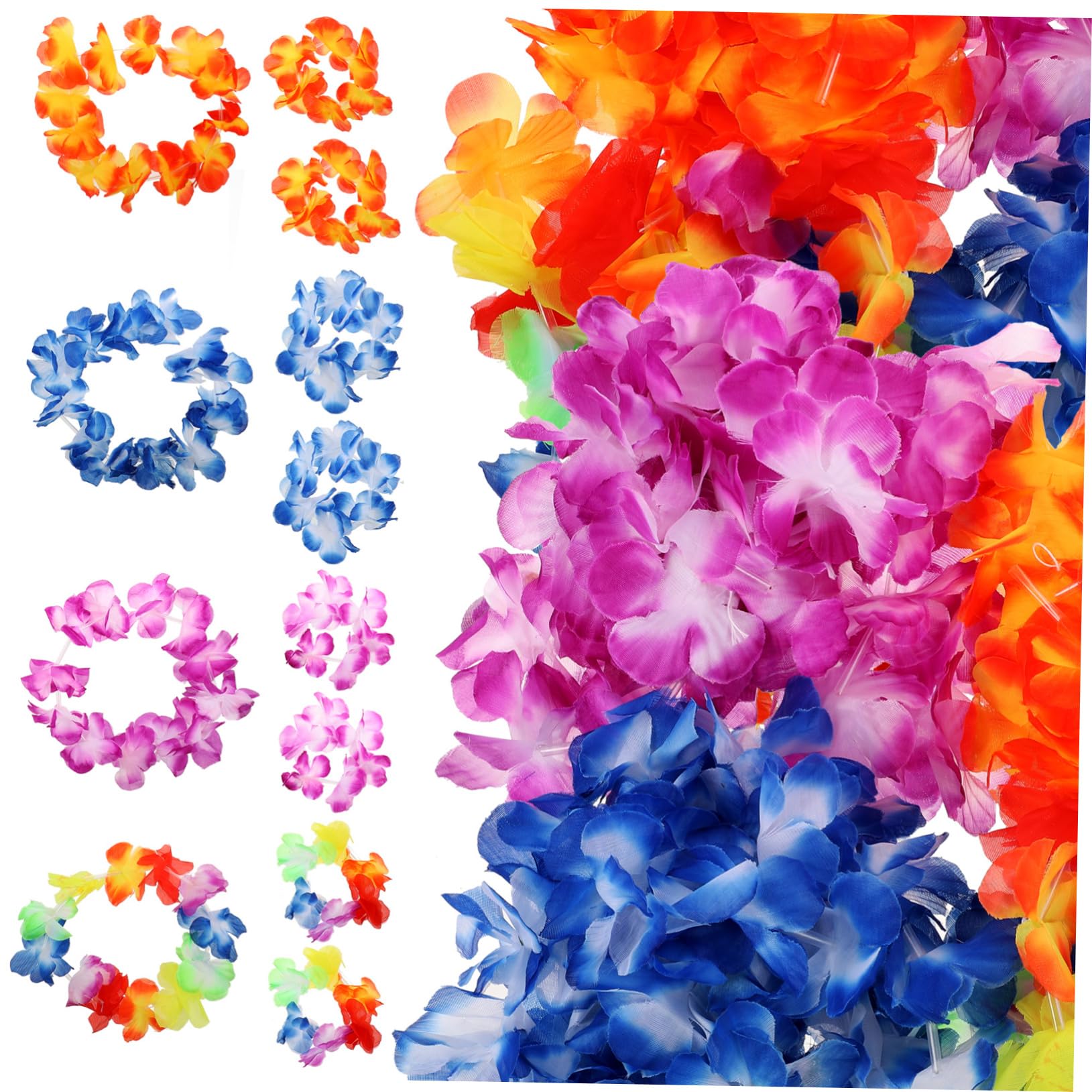 ABOOFAN 2 Sätze Hawaiianische Lei Blumengirlande künstliche blüten Weihnachtsdekoration Kinderarmbänder Halsketten Stirnband Hawaii-Blumenarmbänder Hawaii-Leinen Blütenblatt Kranz