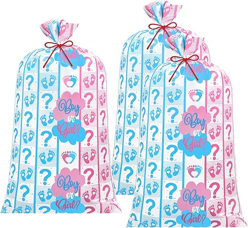 Zonon 3 bolsas de 56 pulgadas extra grandes para baby shower, almacenamiento para revelación de género, bolsas de regalo de plástico de gran tamaño,