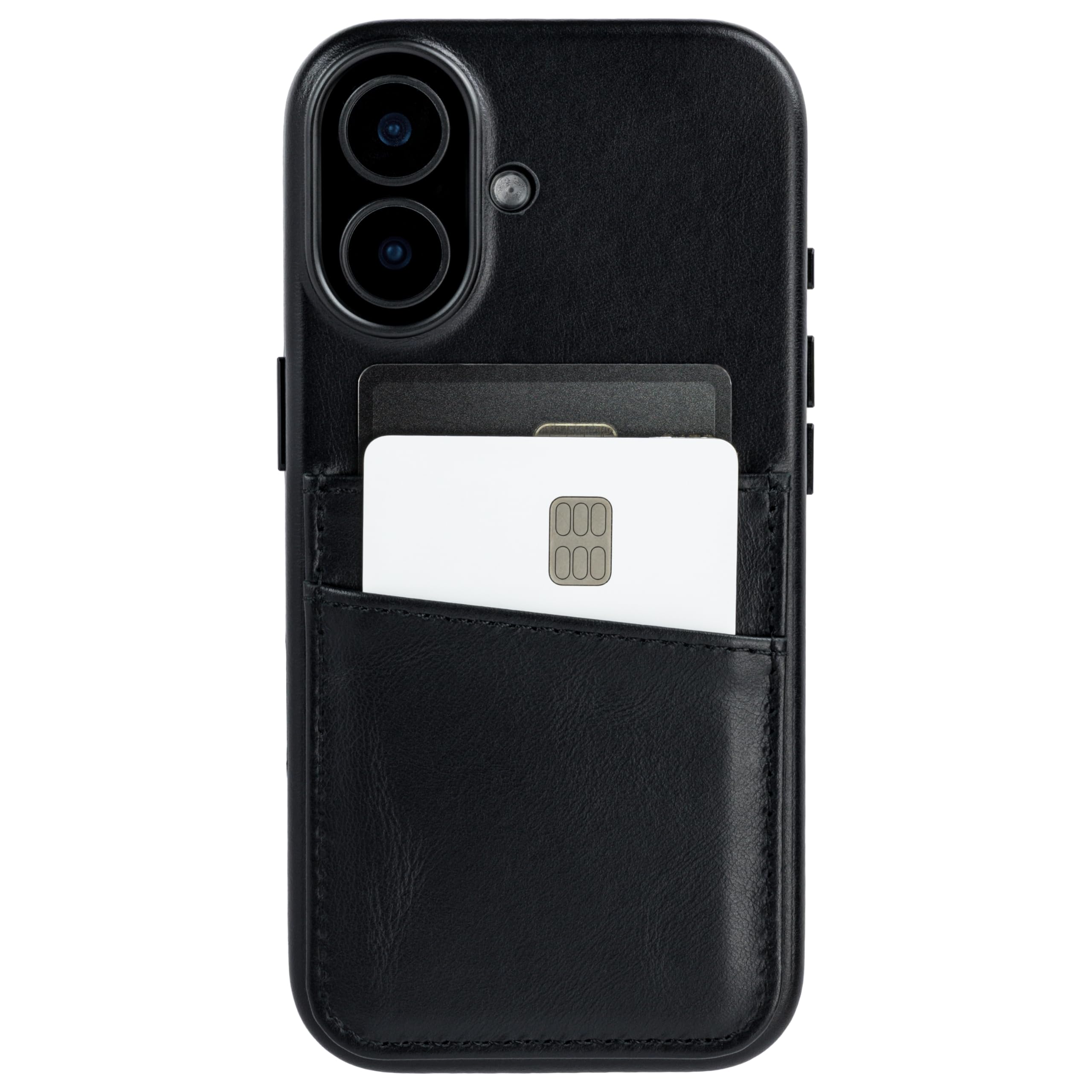 Dockem Étui Carte en Cuir Véritable pour iPhone 17 avec Bouton Contrôle Photo et Portefeuille Cousu avec 2 Poches pour Cartes de Crédit (Noir, M2GL)
