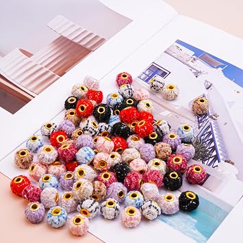 Beads for Pen 90PCS Mixed Color Pom Poms for Crafts Spacer Bead Bulk for DIY Jewelry Keychain Making Handicrafts Craft Accessories(Chic)