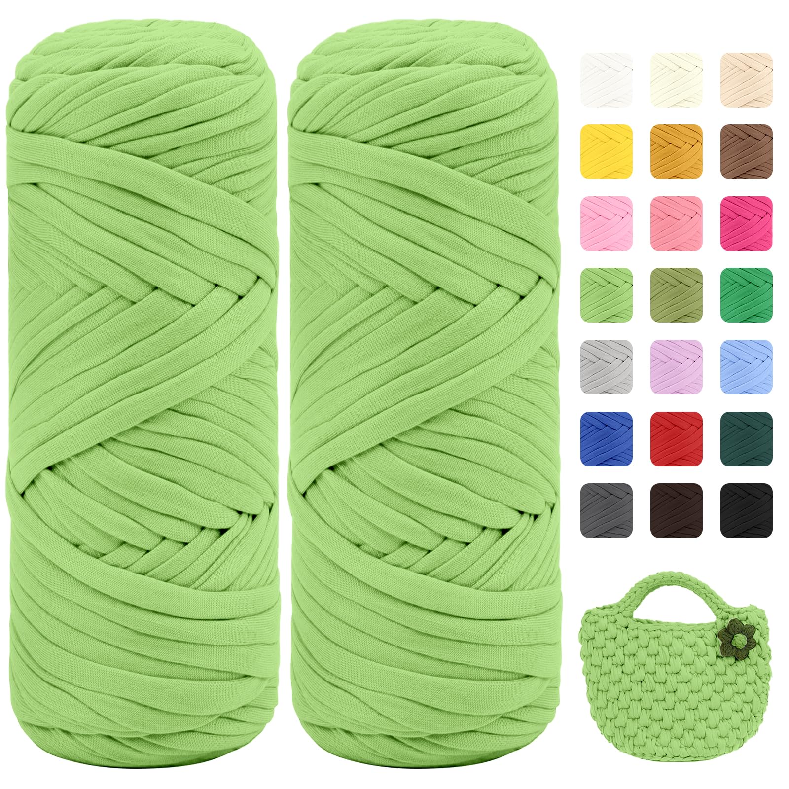 Maxee 400g T-Shirt Garn – 2 er Pack (je 200g/75m), Weiches Beilaufgarn zum Häkeln & Stricken – Farbintensiv & pflegeleicht, Ideal für Häkeltaschen/Körbe/Teppiche DIY Projekte, Handarbeiten und Deko