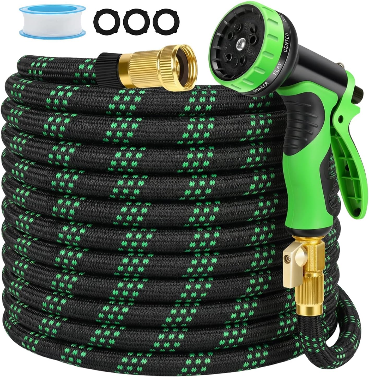 100ft Flexible Garden Hose, Lightweight Water Hose, NON-EXPANDABLE Garden Hose with 10 Function Sprayer Nozzle, Kink-Free Triple-Layer Composite Watering Hose for Yard, Lawn, Outdoor and Car Washing