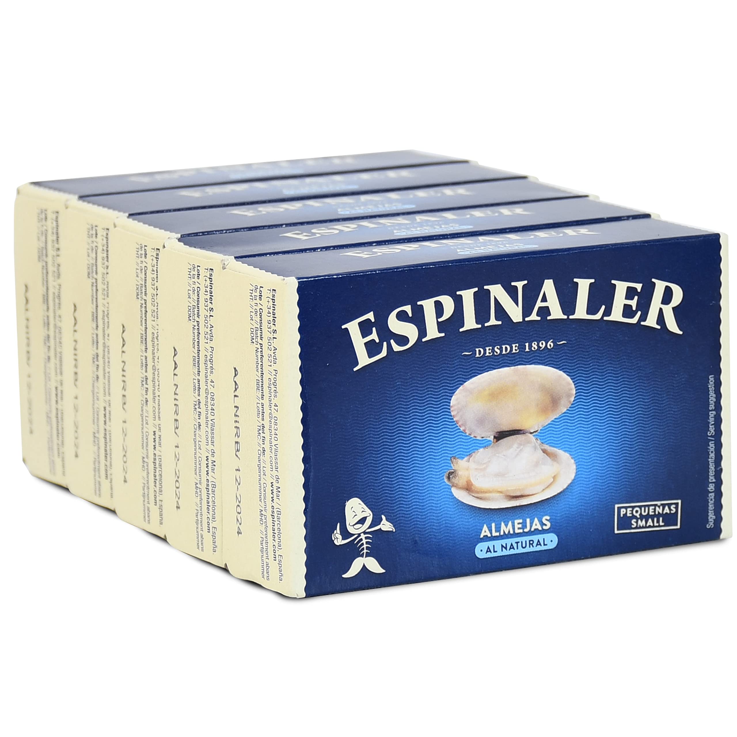 Almejas al natural Espinaler Pack 5 latas Conservas Gourmet