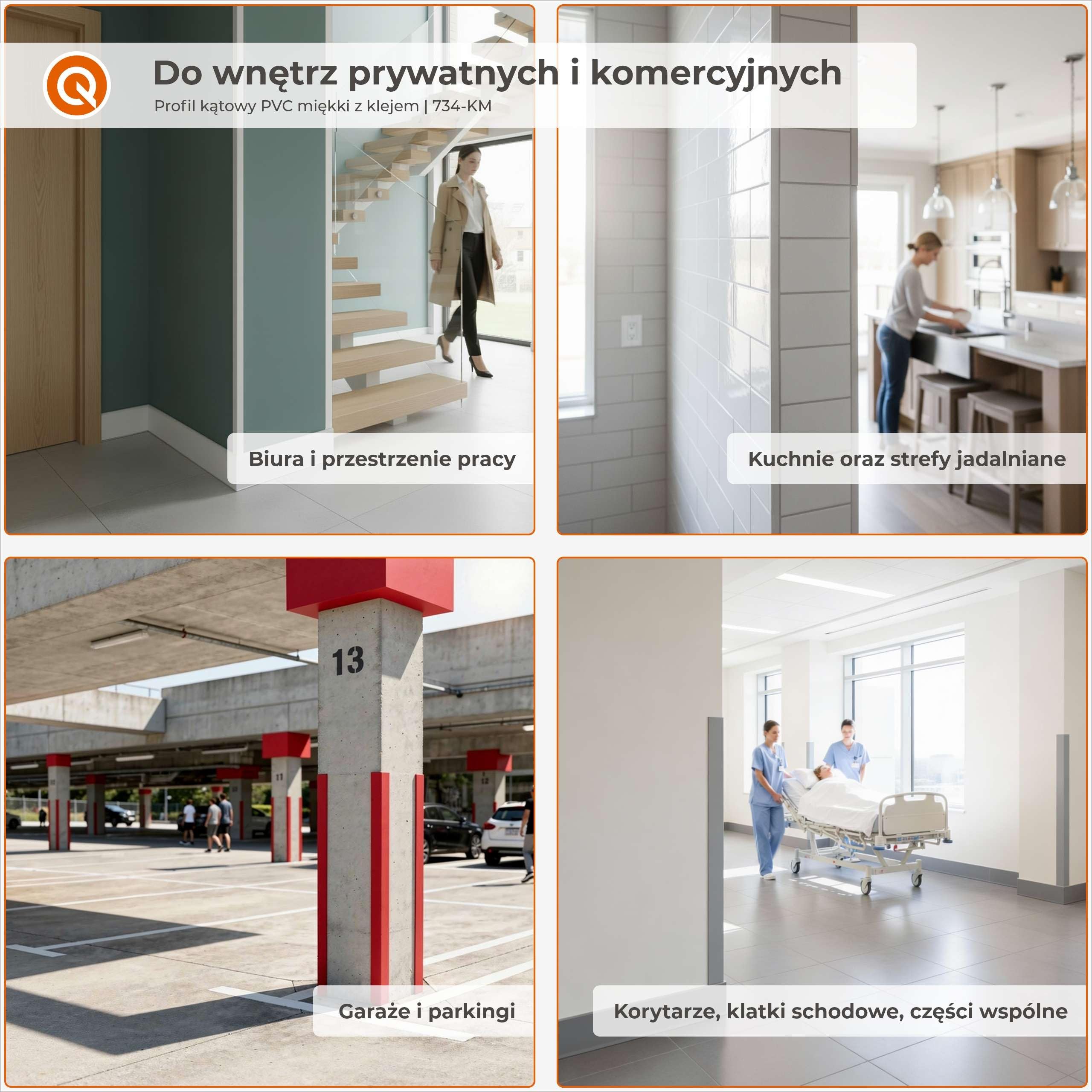 QUEST Kątownik miękki PVC 35x35 mm samoprzylepny, ochronny profil L kątowy, narożnik odbojnikowy z klejem, ciemnoszary, 90 cm