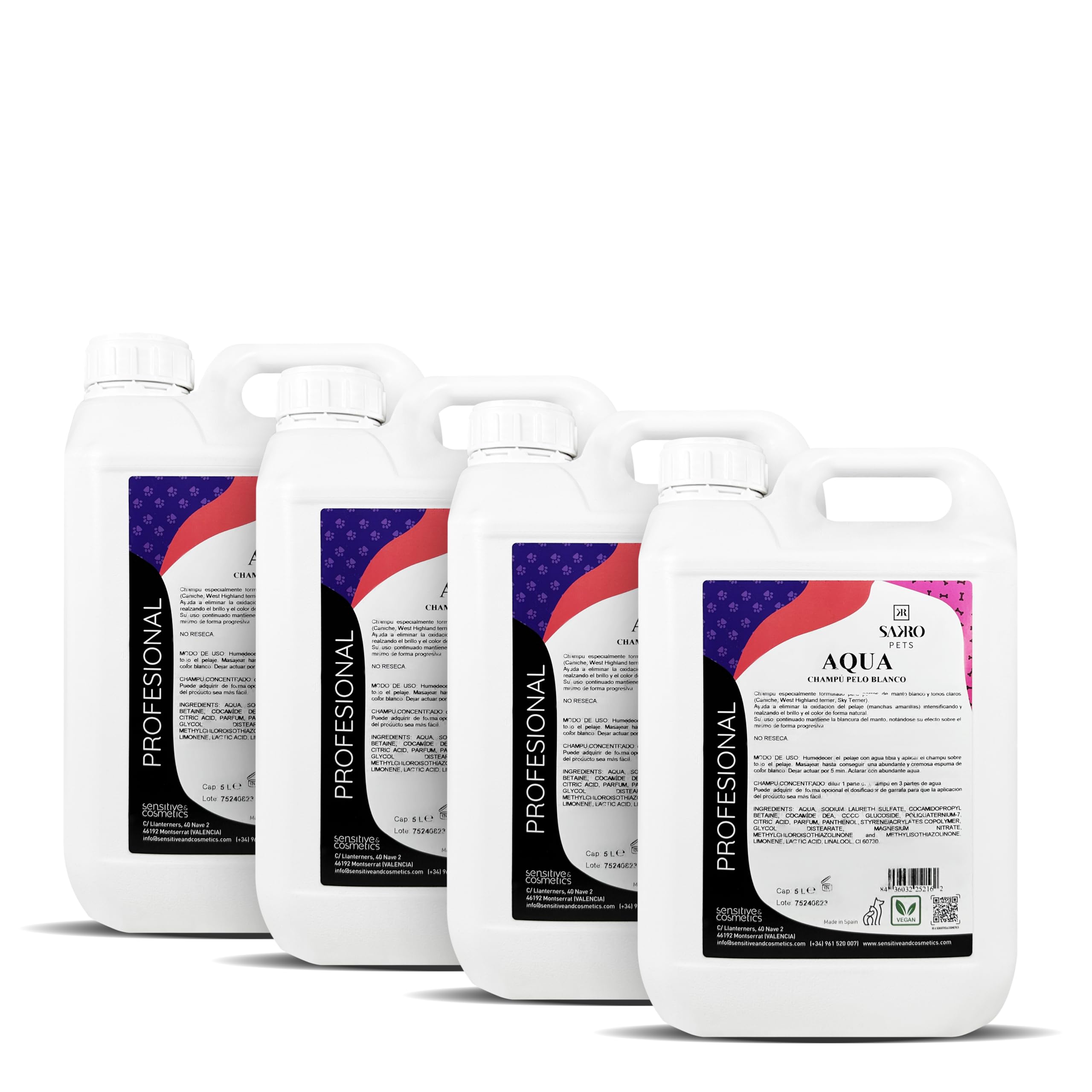 MUNTRADE Champú para Perros Pelo Blanco 20L | Ecológico Realza el Brillo y el Color de Forma Natural