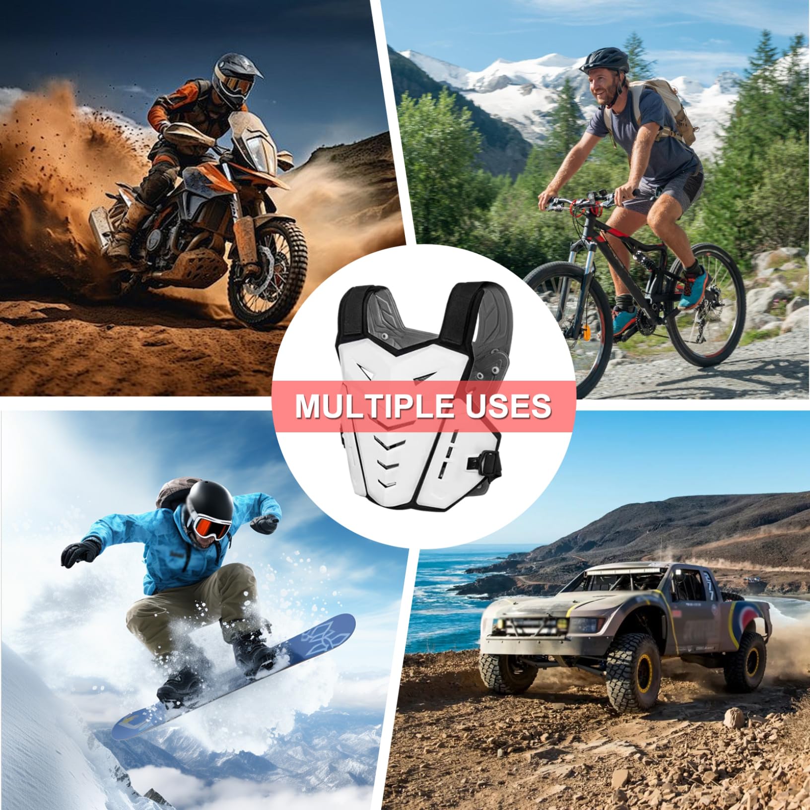 Chalecos de Motocicleta para Hombres, Armadura de Motocicletas, Chalecos Transpirables y livianos para Hombres, Equipo de Bicicleta de Tierra de protección multidireccional para Ciclismo, equitación