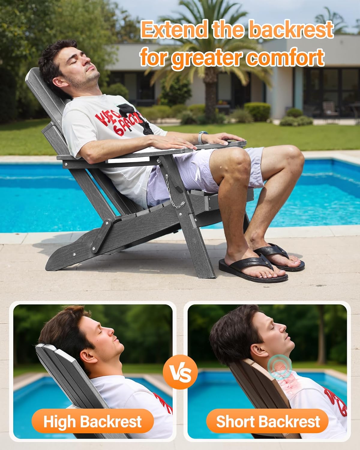 Adirondack Chair with Cup Holder: Adirondack Chairs set of 2 Plastic HDPE Material Furniture - Composite Fire Pit Chairs Foldable for Outdoor/Backyard/Garden/Lawn/Deck/Porch/Patio