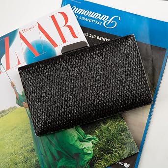 JNB Raffia Straw Box Clutch