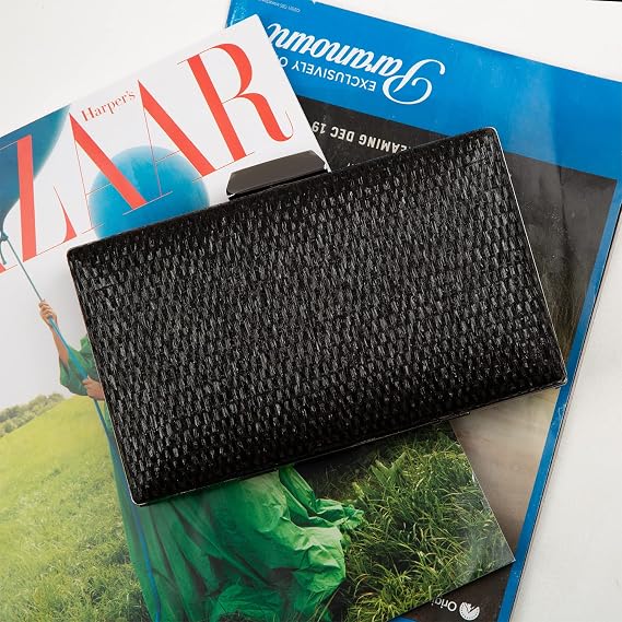 JNB Raffia Straw Box Clutch