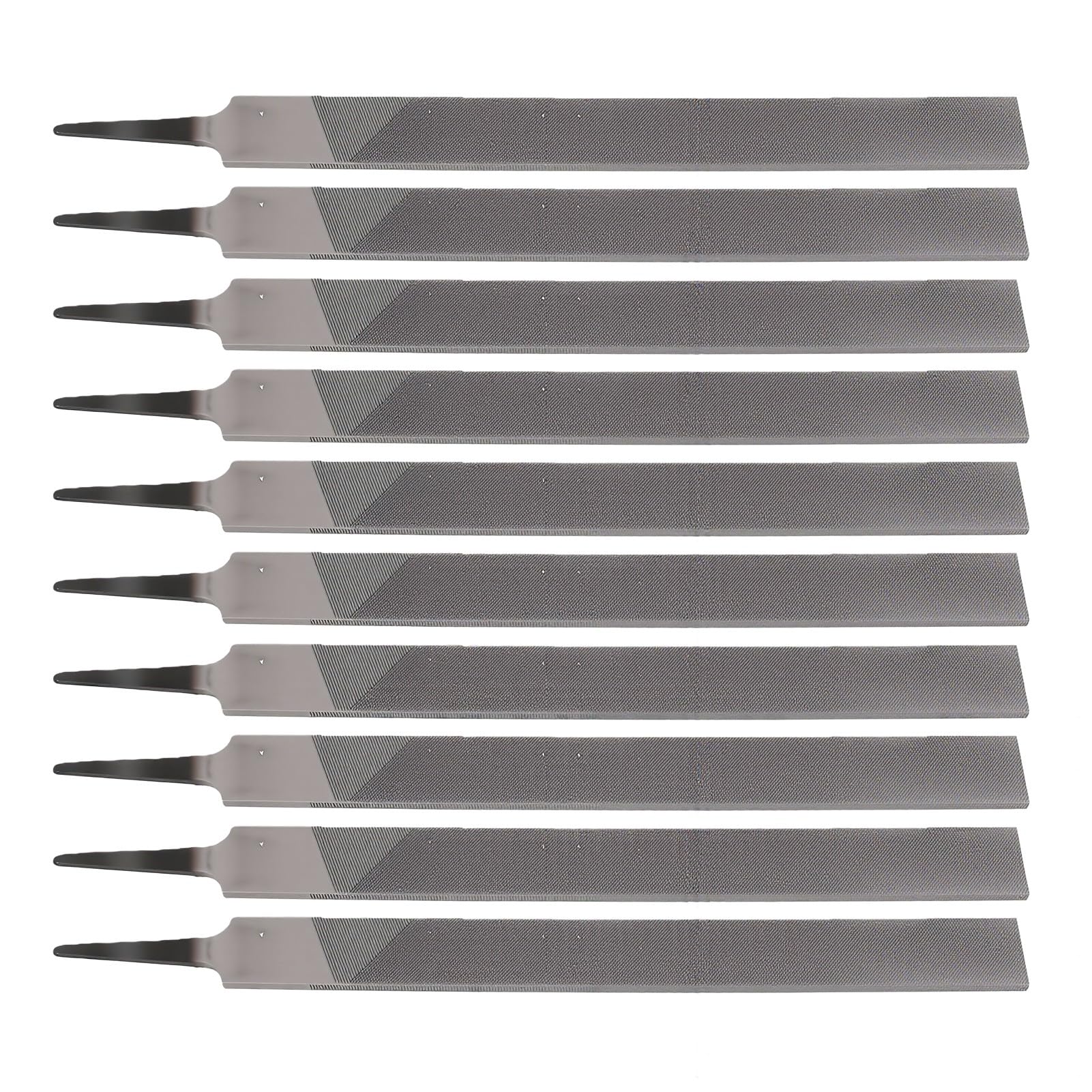 Fafeicy T12 Płaski Pilnik Ręczny ze Stali Wysokowęglowej 250 Mm, Trwałe Narzędzie z Podwójnym Nacięciem do Drewna, Metalu i Plastiku (Średni 10PCS)