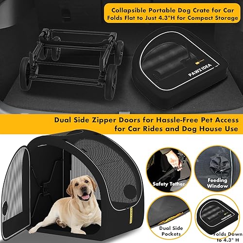 Miniatura 9 de PAWZIDEA Cochecito grande para perros con transportador desmontable, jaula portátil para perros de viaje en automóvil, múltiples cochecitos para