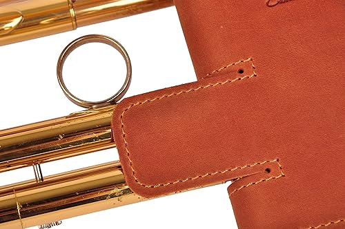 Vista 29 de Protector de válvula de trompeta de cuero genuino de protección y comodidad (guardia, negro)