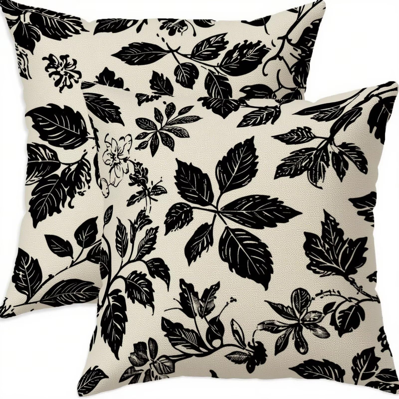 Housse de coussin 60x60 cm pour patio et terrasse imperméable en lin noir