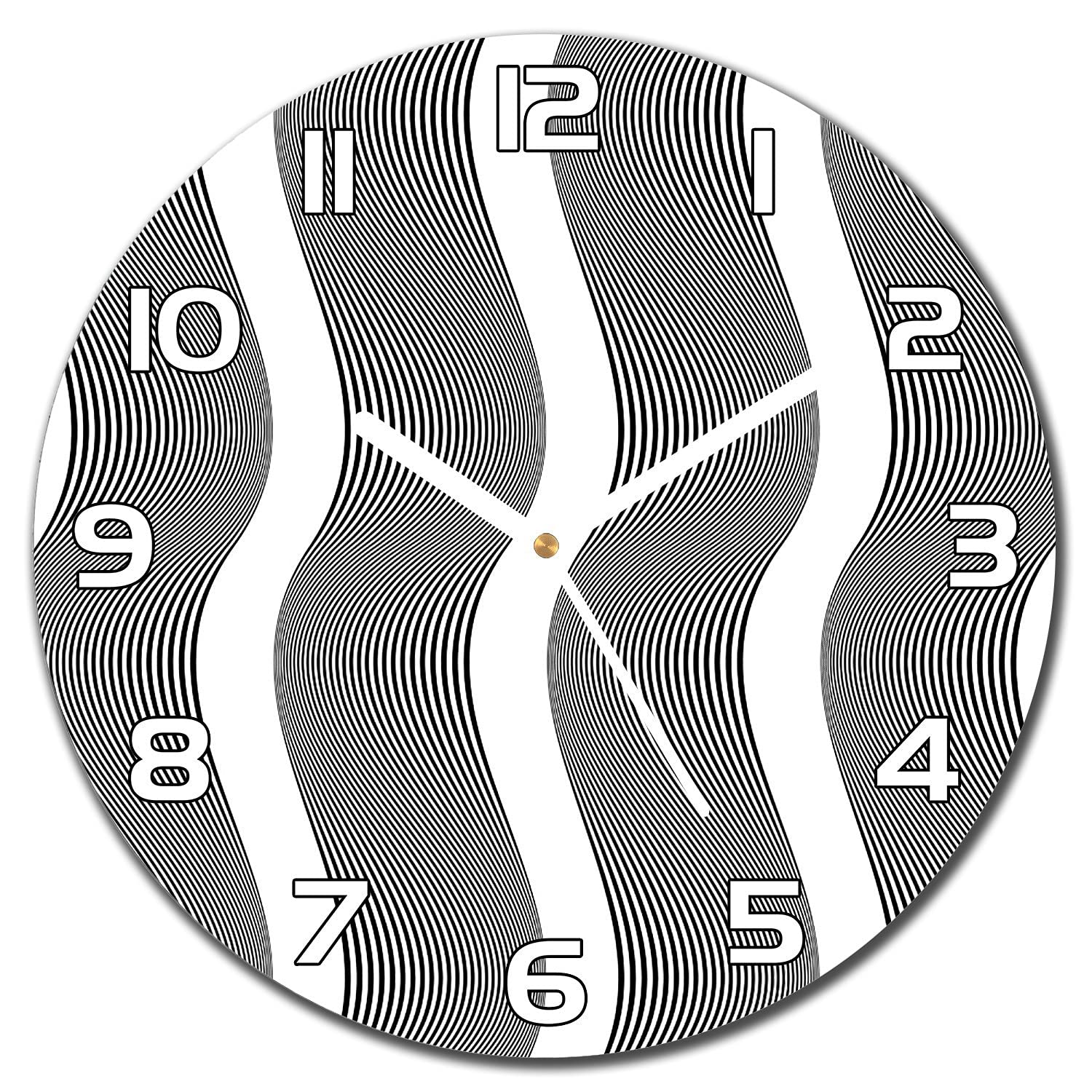 Horloge en verre illusion optique à aiguilles blanches Coloray 30 cm de diamètre