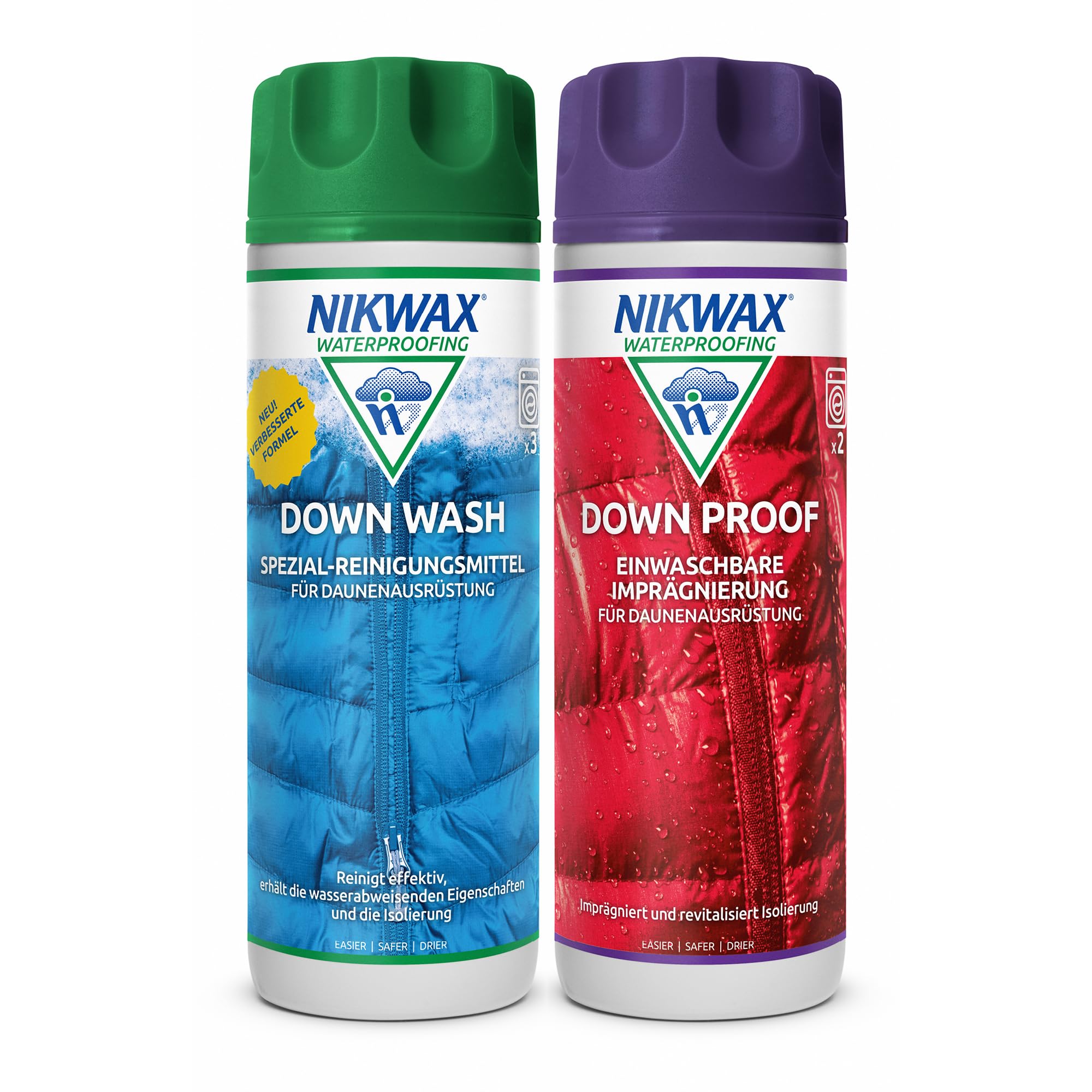 Nikwax Down Wash & Down Proof Doppelpack | Pflegesystem zur Reinigung und Imprägnierung von Daunenbekleidung, Ausrüstung und Schlafsäcken