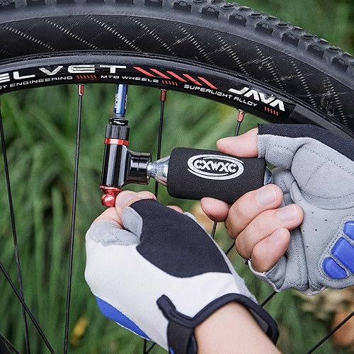 Miniatura 3 de Kit de inflador de CO2 con 5 cartuchos roscados de CO2 de 0.56 oz, compatible con válvulas Presta y Schrader, bomba portátil de neumáticos de