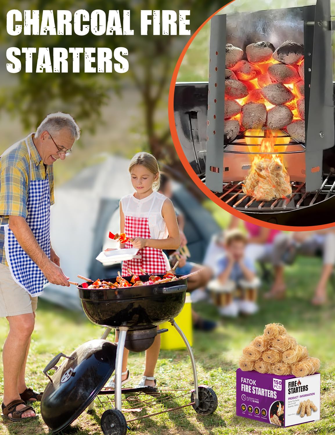 150 Stück Feueranzünder, Natürlicher Zitronengras Feuerstarter für Kamin, Kamin, Kamin, Grill, Kamin, Pizzaöfen, Pellet- und Brennholzöfen, Anzünder