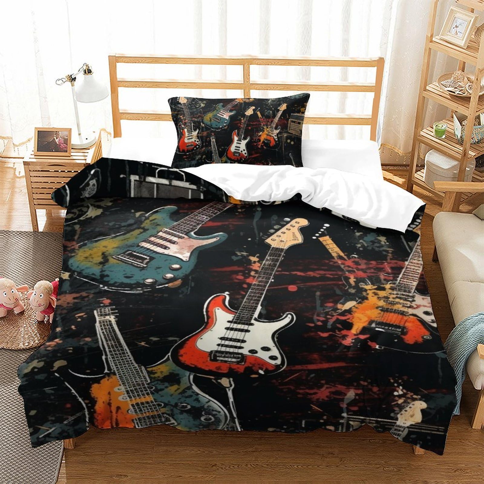 Housse de couette guitare pour remplacer un linge de lit rêche, ensemble doux 2 pièces