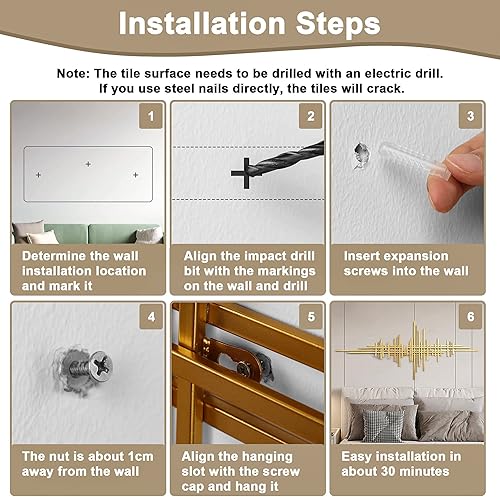 Miniatura 8 de AURTEM Escultura decorativa geométrica de metal para colgar  Decoración artística abstracta de pared para decoración de habitación de coqueta,