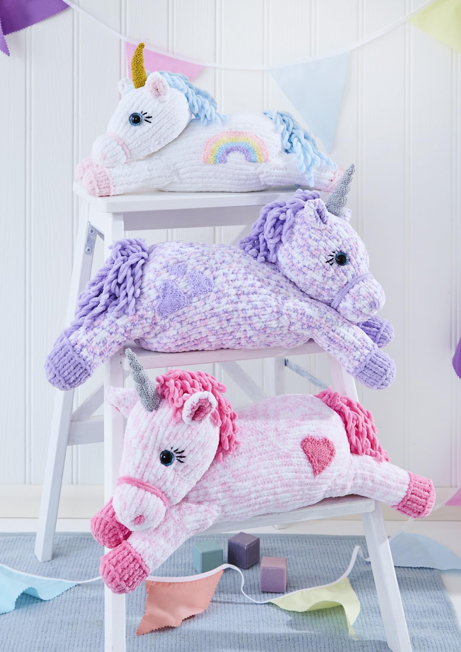 King Cole Yummy Knitting Pattern for Small & Large Unicorn Toys (9225)